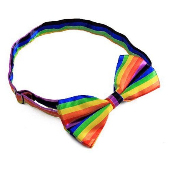 New Rainbow Gay Pride Adjustable Bow Tie Men Boy - Picture 5 of 5